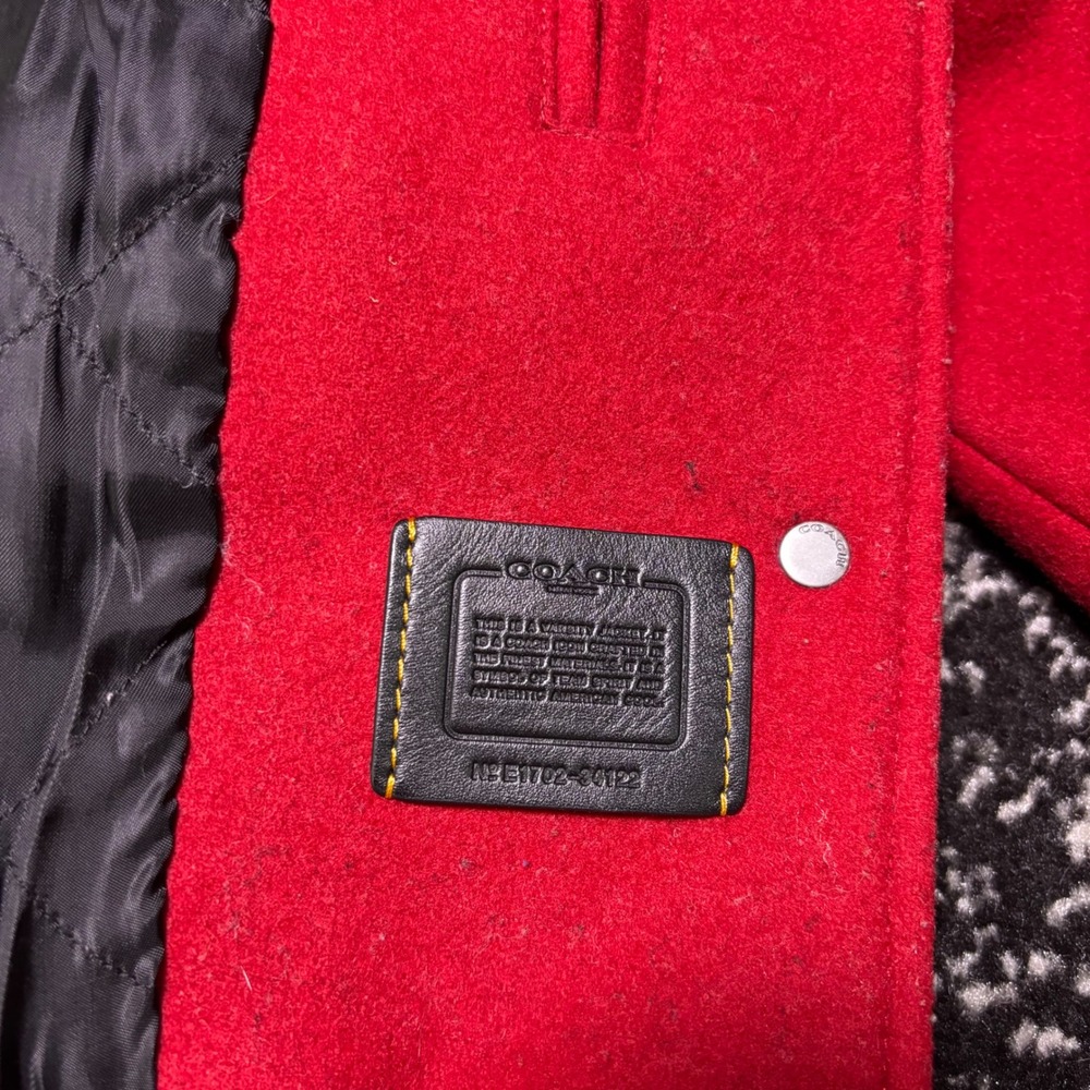 Coach New York Mens Wool Leather Varsity Jacket Red F34122 L - Picture 5 of 8